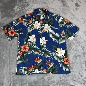 VTG Quicksilver Hawaiian Button Down Shirt Mens Large Floral Camp Casual